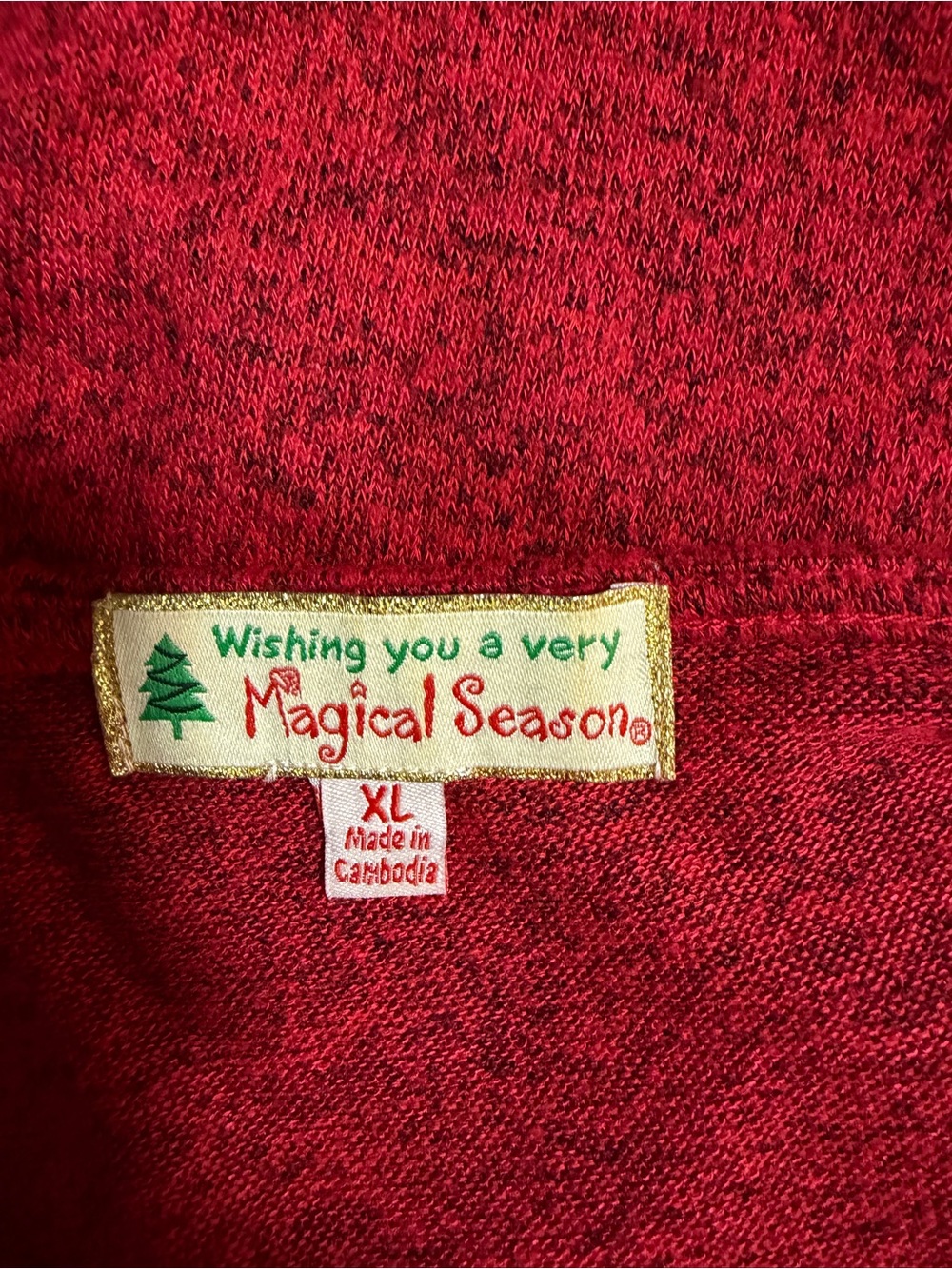 Magical Season XL Merry Christmas Gold beaded Red Holiday Tunic Top - Picture 8 of 10